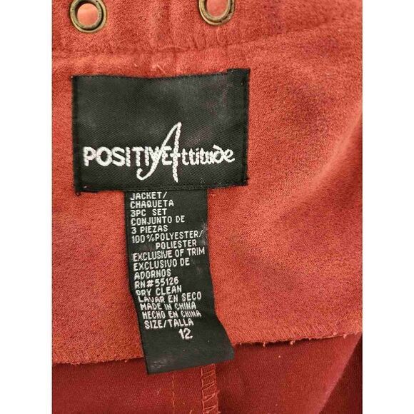 Positive Attitude women's 12 copper bronze 2 piece set suede jacket & tank Autum - Picture 3 of 7